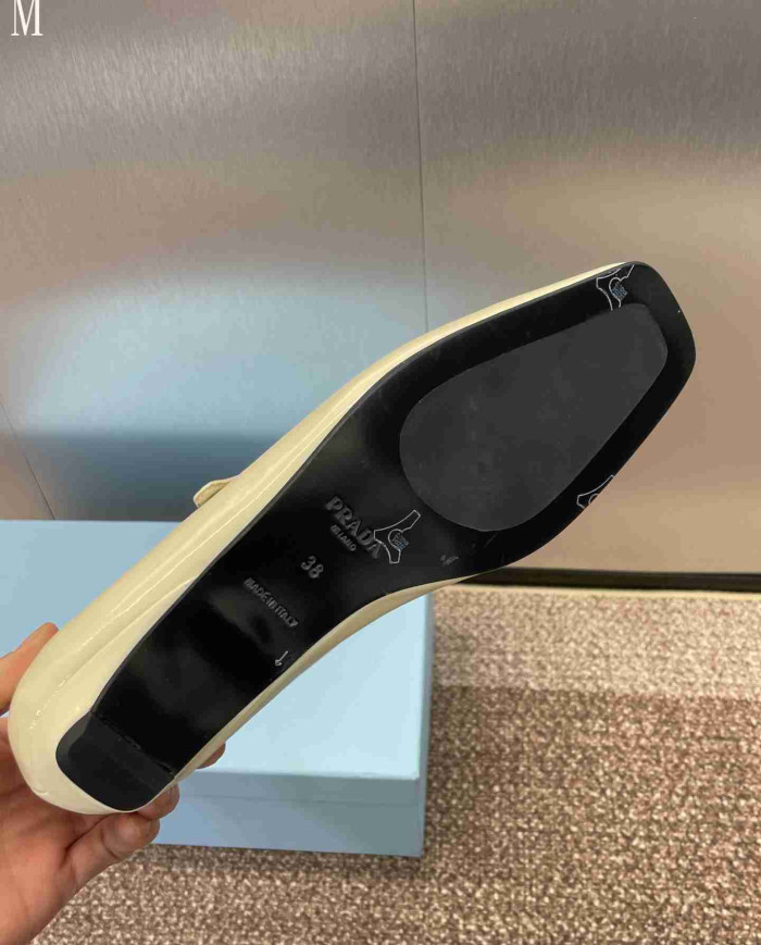 Prada Patent Leather Square Toe Mary Jane Flats