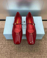 Prada Patent Leather Square Toe Mary Jane Flats