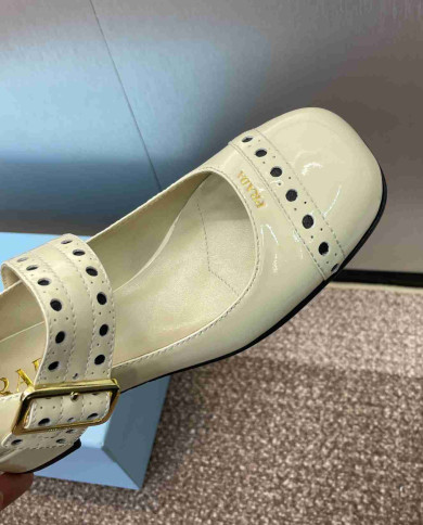 Prada Studded Square Toe Block Heel Mary Jane Pumps