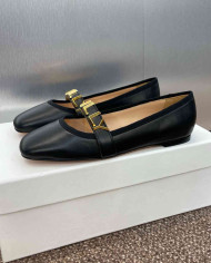 Bally Letter Buckle Square Toe Flats