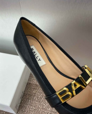 Bally Letter Buckle Square Toe Flats