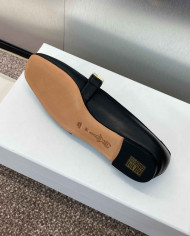 Bally Letter Buckle Square Toe Flats