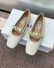 Bally Letter Buckle Square Toe Flats