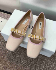 Bally Letter Buckle Square Toe Flats