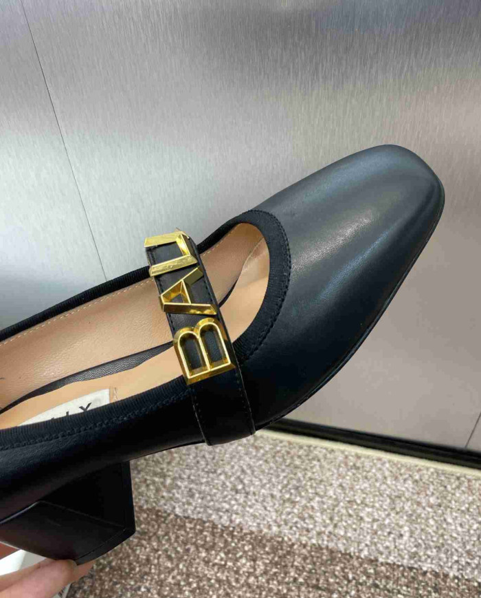 Bally Letter Buckle Square Toe Block Heel Pumps