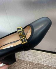 Bally Letter Buckle Square Toe Block Heel Pumps