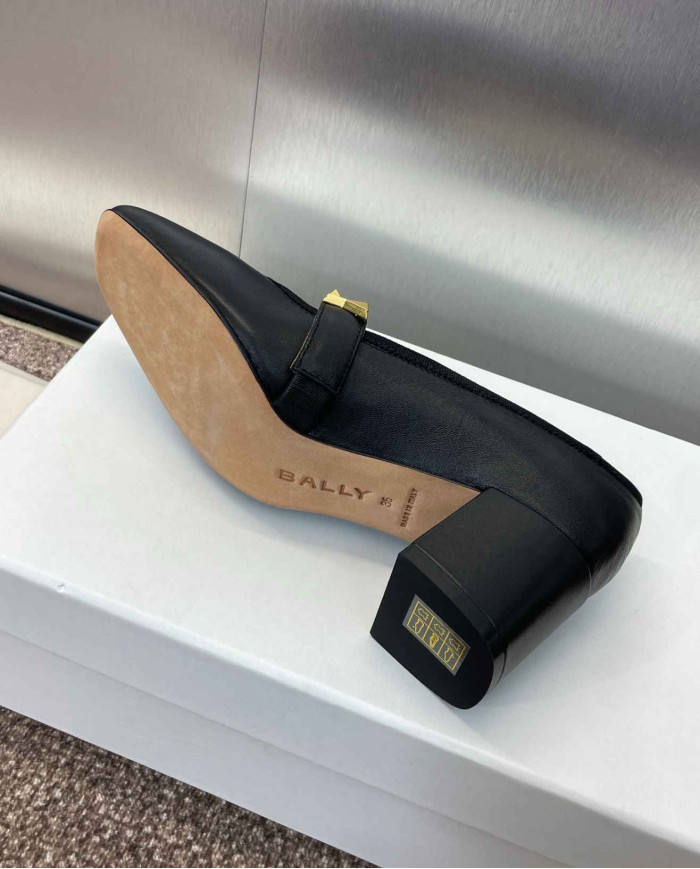 Bally Letter Buckle Square Toe Block Heel Pumps