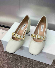 Bally Letter Buckle Square Toe Block Heel Pumps