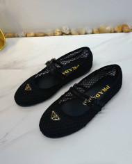 Prada Women's Mesh Mary Jane Flats