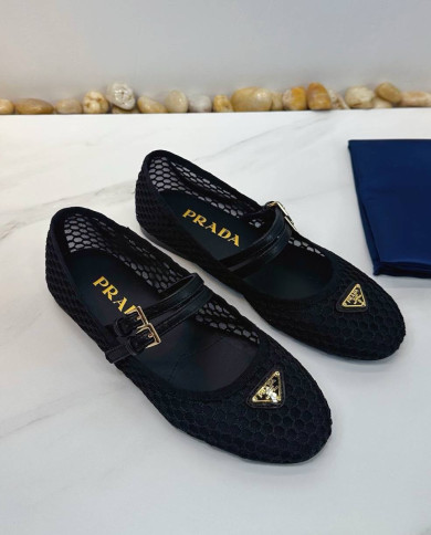 Prada Women's Mesh Mary Jane Flats