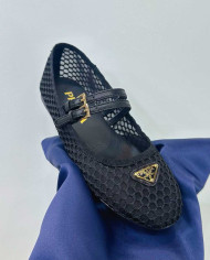 Prada Women's Mesh Mary Jane Flats