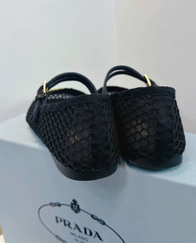 Prada Women's Mesh Mary Jane Flats
