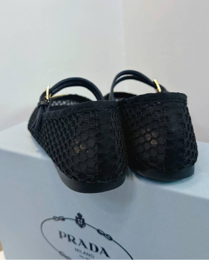 Prada Women's Mesh Mary Jane Flats