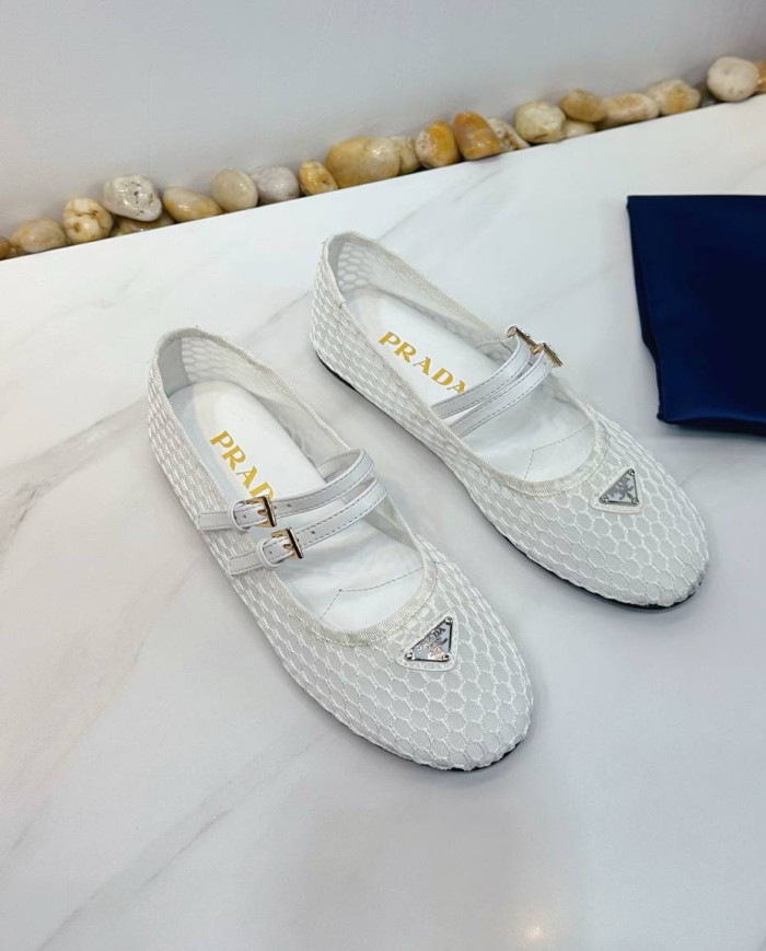 Prada Women's Mesh Mary Jane Flats