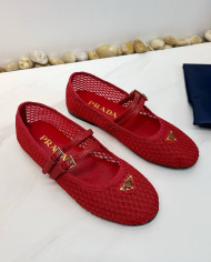 Prada Women's Mesh Mary Jane Flats