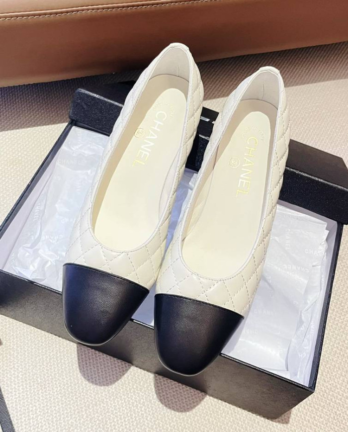 Chanel Women's Quilted Colorblock Square Toe Low Heels