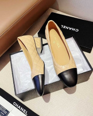 Chanel Women's Quilted Colorblock Square Toe Low Heels