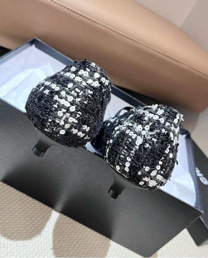 Chanel Women's Tweed Colorblock Pointed Toe Low Heels