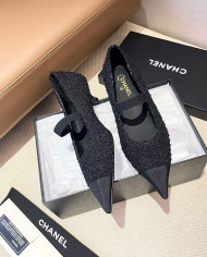 Chanel Women's Tweed Colorblock Pointed Toe Low Heels