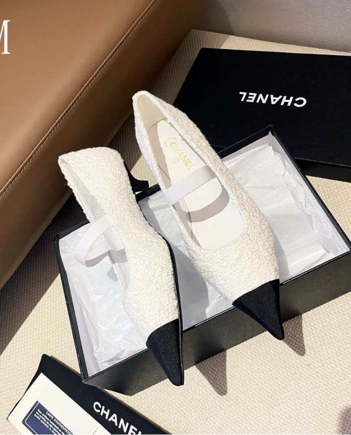 Chanel Women's Tweed Colorblock Pointed Toe Low Heels
