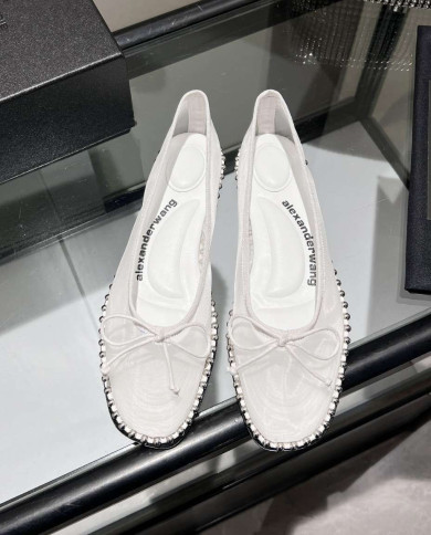 Alexander Wang Women's Studded Mesh Bow Flats