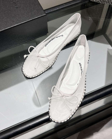 Alexander Wang Women's Studded Mesh Bow Flats