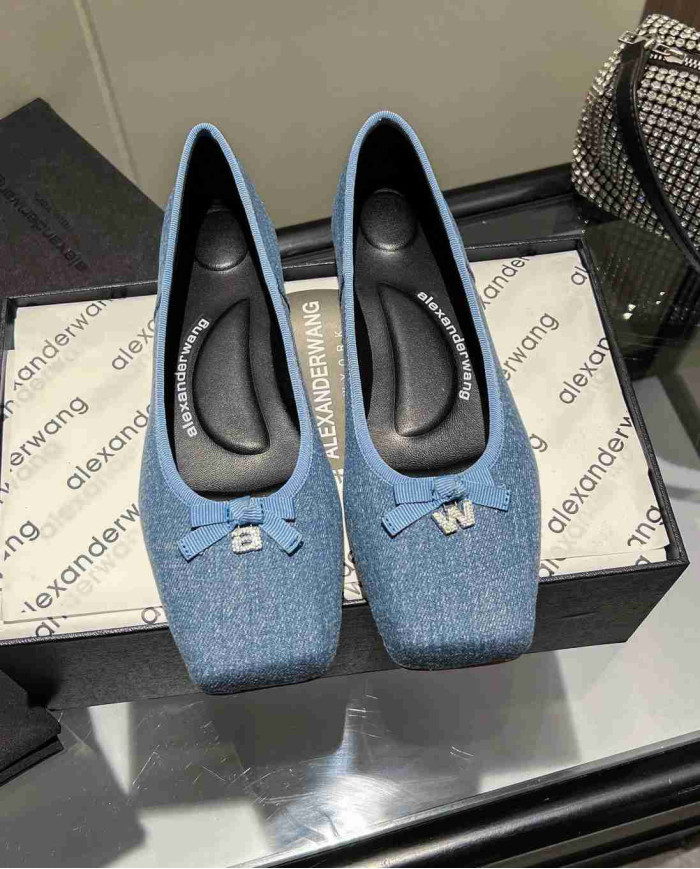 Alexander Wang Women's Square Toe Bow Flats