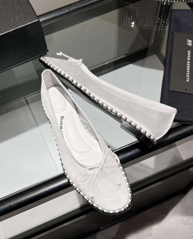 Alexander Wang Women's Studded Mesh Bow Flats
