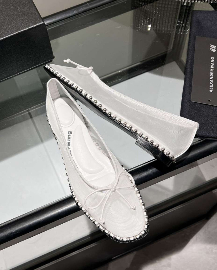Alexander Wang Women's Studded Mesh Bow Flats