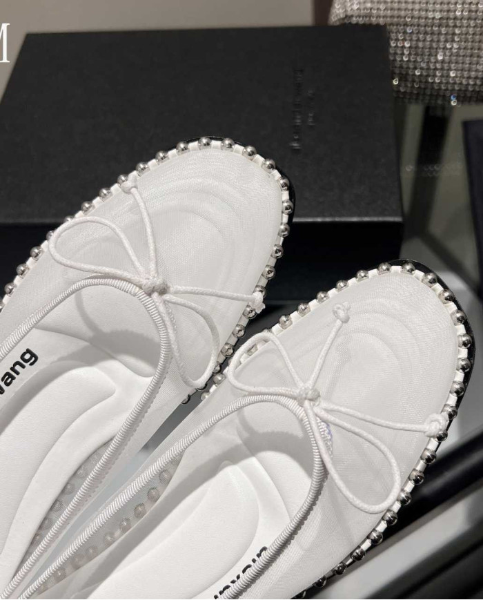 Alexander Wang Women's Studded Mesh Bow Flats