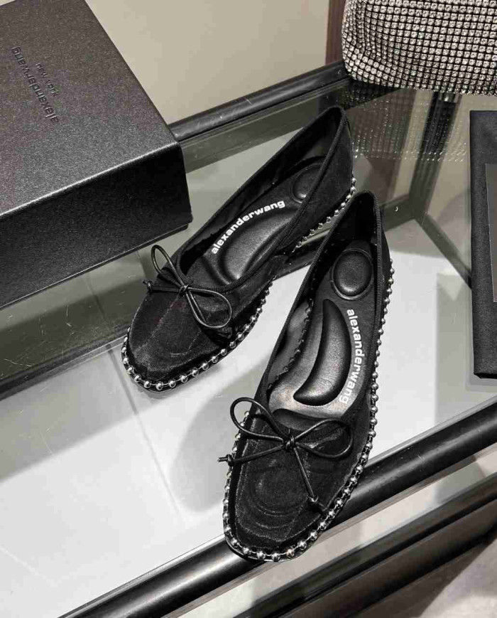 Alexander Wang Women's Studded Mesh Bow Flats