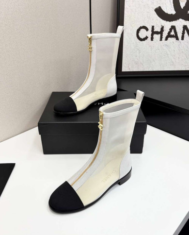 Chanel Women's Colorblock Mesh Ankle Boots