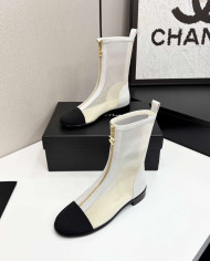 Chanel Women's Colorblock Mesh Ankle Boots