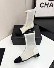 Chanel Women's Colorblock Mesh Ankle Boots