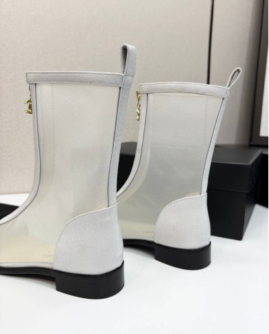 Chanel Women's Colorblock Mesh Ankle Boots