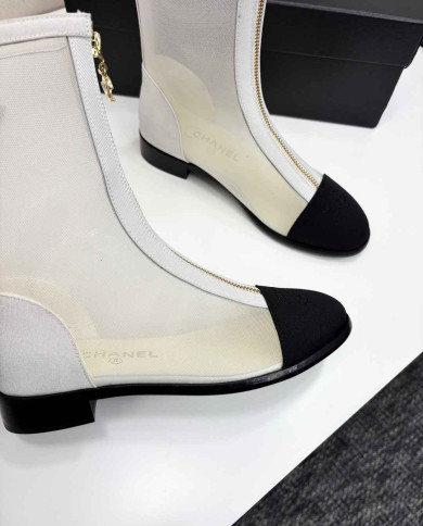 Chanel Women's Colorblock Mesh Ankle Boots