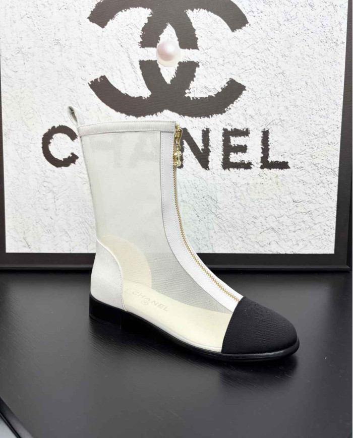 Chanel Women's Colorblock Mesh Ankle Boots
