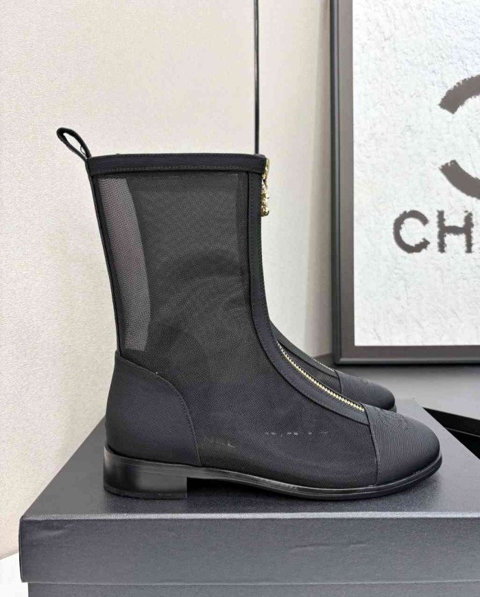 Chanel Women's Colorblock Mesh Ankle Boots