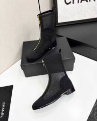 Chanel Women's Colorblock Mesh Ankle Boots
