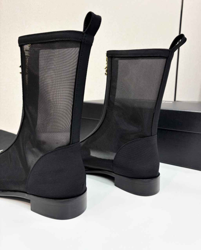 Chanel Women's Colorblock Mesh Ankle Boots