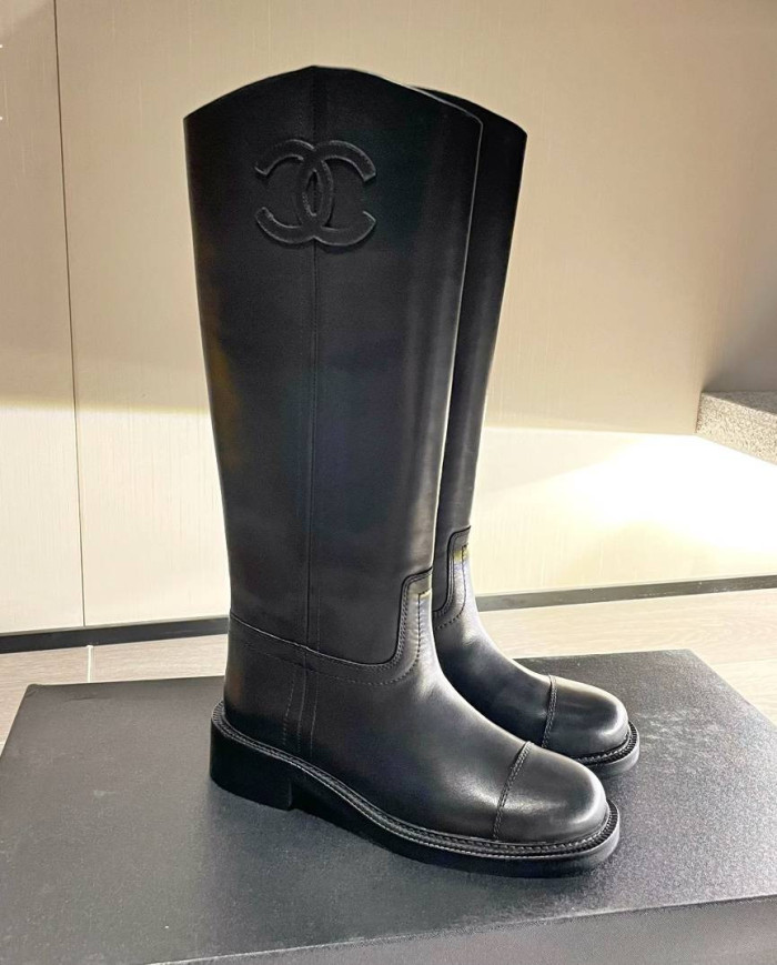 Chanel Classic CC Logo Knee-High Boots