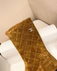 Chanel Quilted Lamb Fur Spliced Short Boots