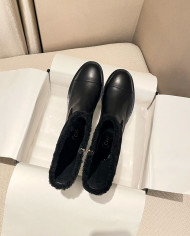 Chanel Quilted Lamb Fur Spliced Short Boots