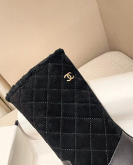 Chanel Quilted Lamb Fur Spliced Short Boots