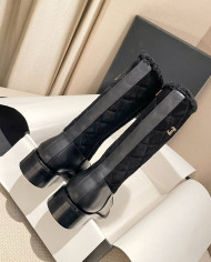 Chanel Quilted Lamb Fur Spliced Short Boots