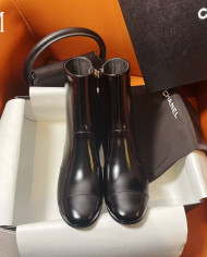 Chanel TwoTone SquareToe Block Heel Ankle Boots