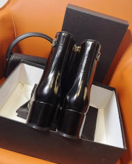 Chanel TwoTone SquareToe Block Heel Ankle Boots