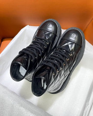 Chanel Quilted Lace Up Combat Boots