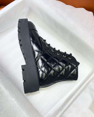 Chanel Quilted Lace Up Combat Boots