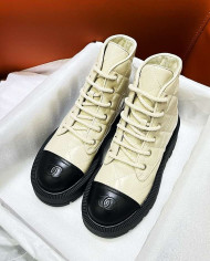 Chanel Quilted Lace Up Combat Boots